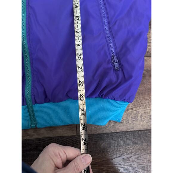 Vintage Columbia Womens Reversible Bomber Jacket Large Blue Purple Full Zip 90s - Picture 12 of 12